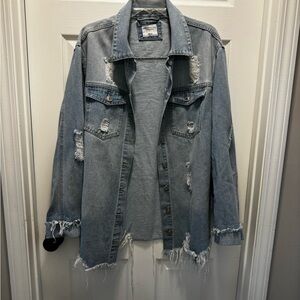 Chic Soul Distressed Denim Jacket | Raw Hem | Size 3X